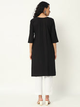 Black Cotton Pintuck Long Kurta - SKYTICK